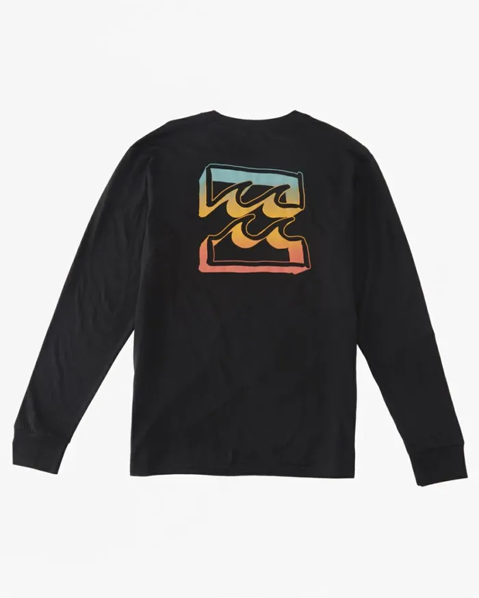 Crayon Wave Long Sleeve TShirt Black Men Billabong TShirts