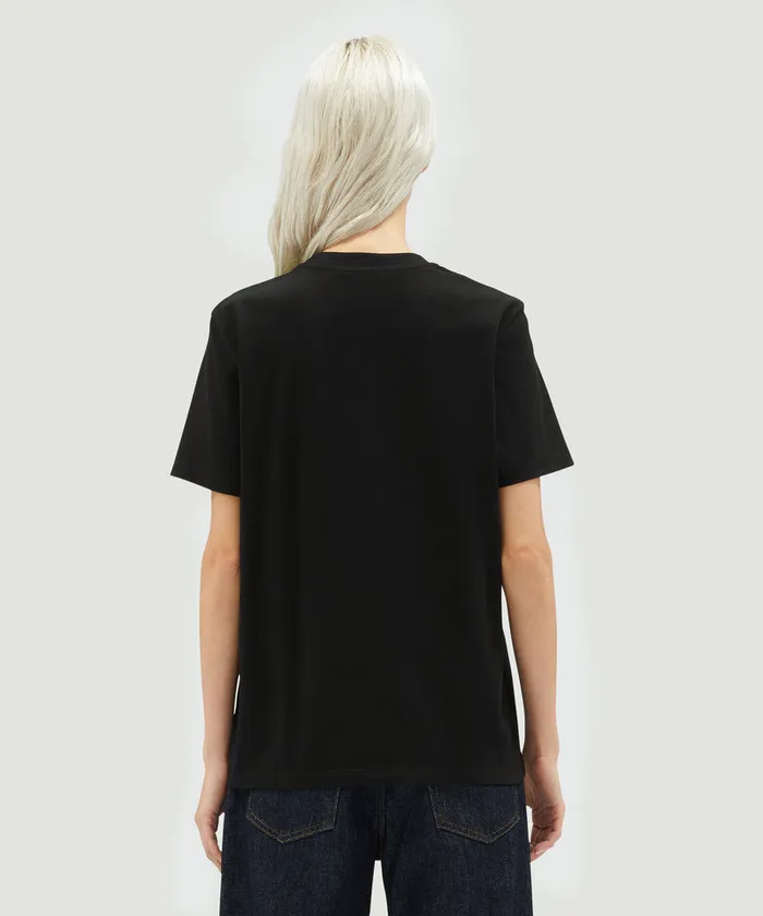 Crew Neck TShirt With Box Logo Women MSGM Tshirts