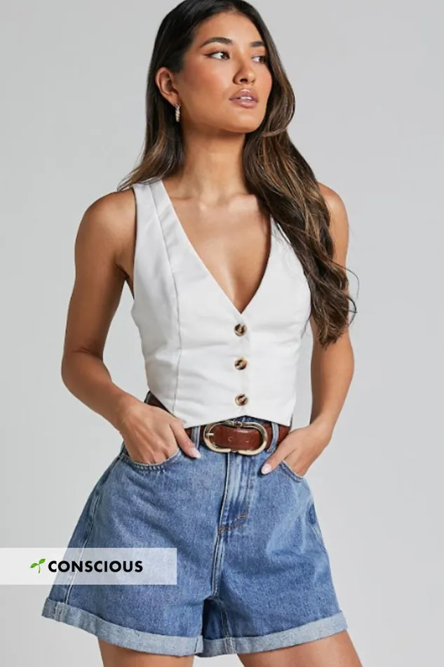 Cristiana Shorts 8211 High Waisted Cuffed Denim In Blue Women Showpo Curve Clothes