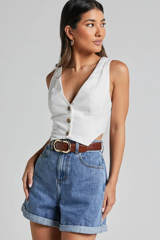 Cristiana Shorts 8211 High Waisted Cuffed Denim In Blue Women Showpo Curve Clothes