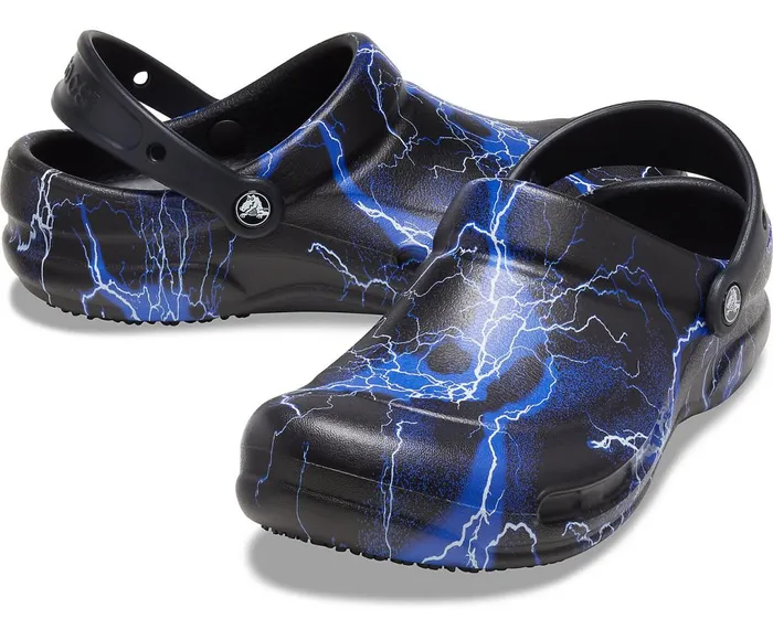 Crocs Bistro Graphic Clog Black Lightning Bolts WomensMens Clogs