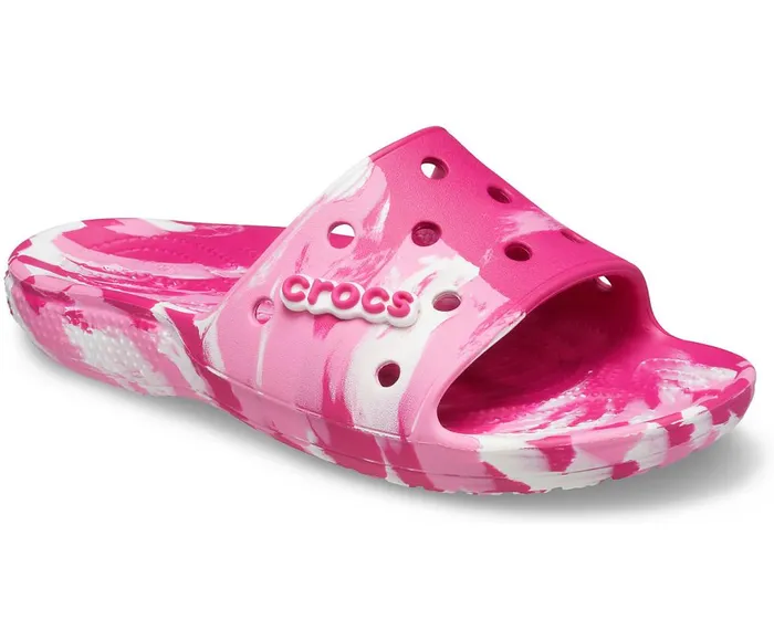 Crocs Classic Crocs Marbled Slide Candy Pink Pink Lemonade WomensMens Sandals