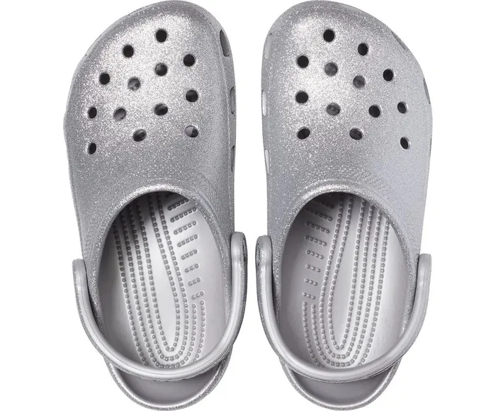 Crocs Classic Glitter Clog Silver Womens Clogs