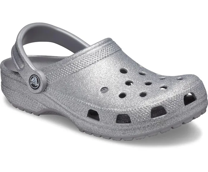 Crocs Classic Glitter Clog Silver Womens Clogs