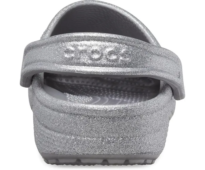 Crocs Classic Glitter Clog Silver Womens Clogs