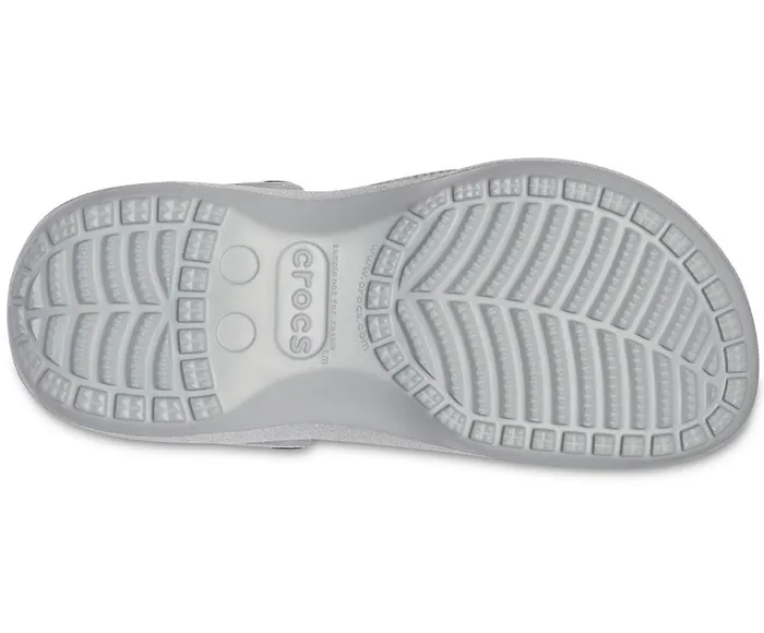 Crocs Classic Platform Glitter Clog Silver Womens Clogs