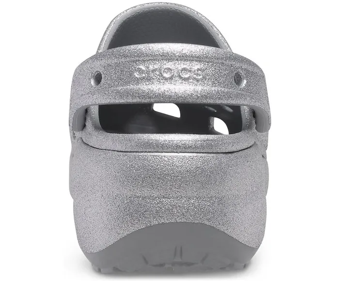 Crocs Classic Platform Glitter Clog Silver Womens Clogs