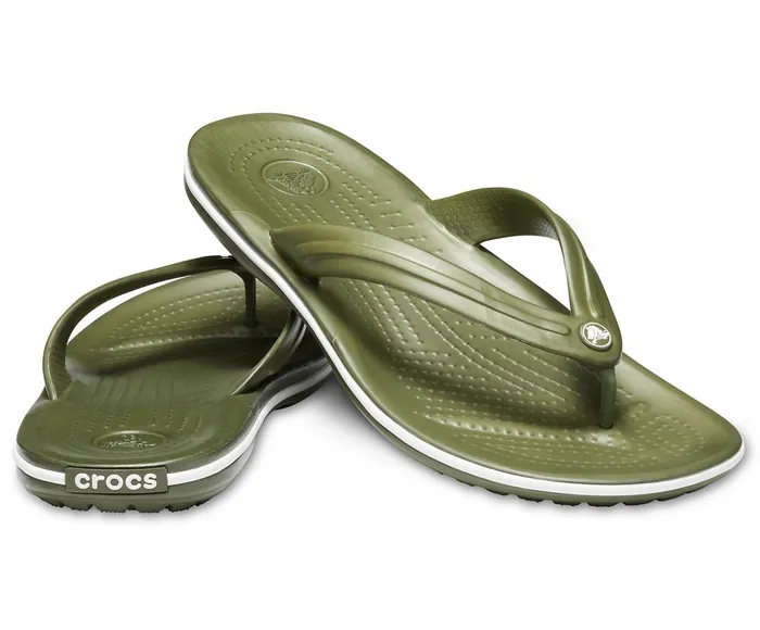 Crocs Crocband Flip Army Green White WomensMens Sandals