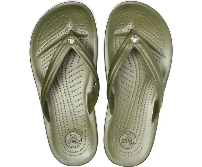 Crocs Crocband Flip Army Green White WomensMens Sandals