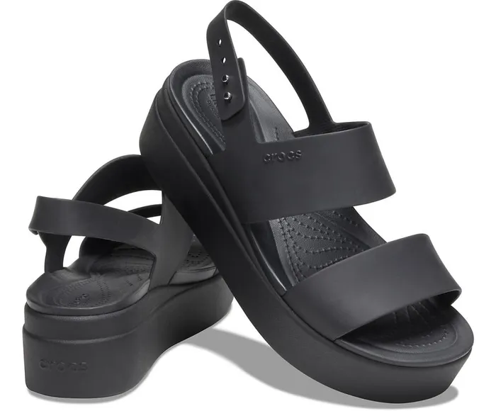 Crocs Crocs Brooklyn Low Wedge Black Black Womens Sandals