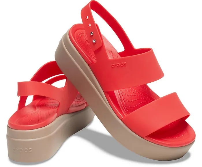 Crocs Crocs Brooklyn Low Wedge Flame Mushroom Womens Sandals