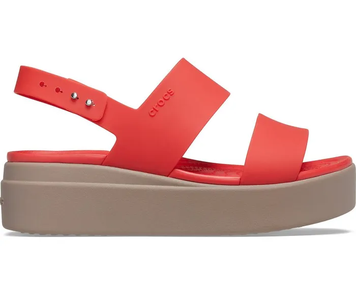 Crocs Crocs Brooklyn Low Wedge Flame Mushroom Womens Sandals