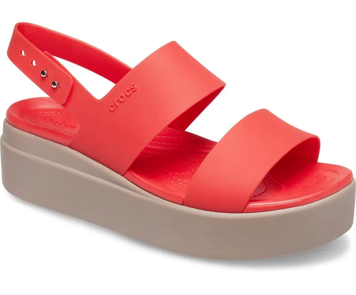 Crocs Crocs Brooklyn Low Wedge Flame Mushroom Womens Sandals