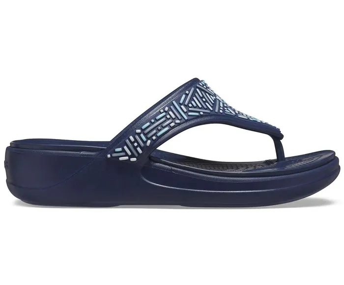 Crocs Crocs Monterey Beaded Wedge Flip Navy Womens Sandals