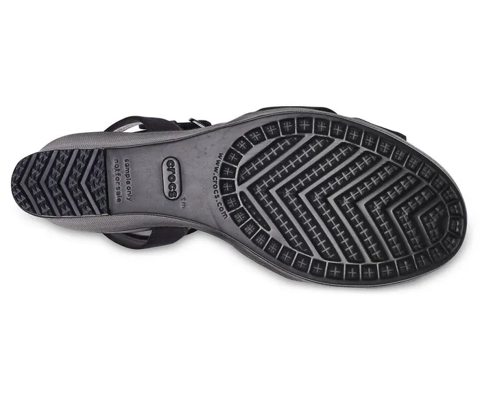Crocs Leigh II CrossStrap Ankle Wedge Black Black Womens Wedges