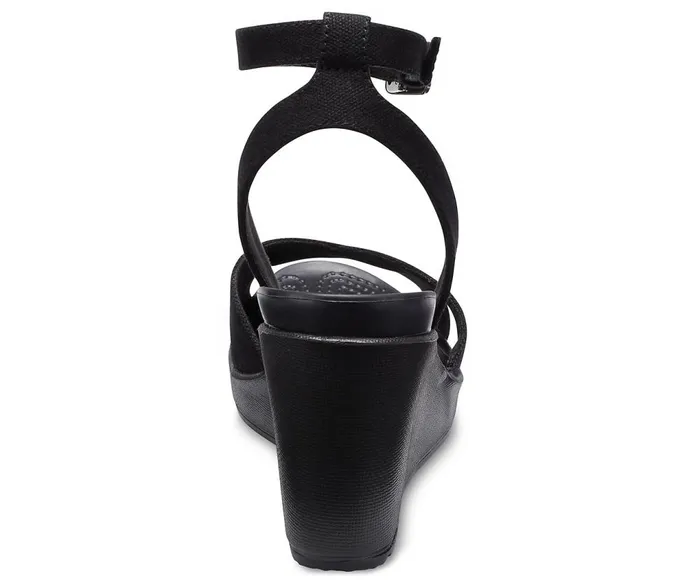 Crocs Leigh II CrossStrap Ankle Wedge Black Black Womens Wedges