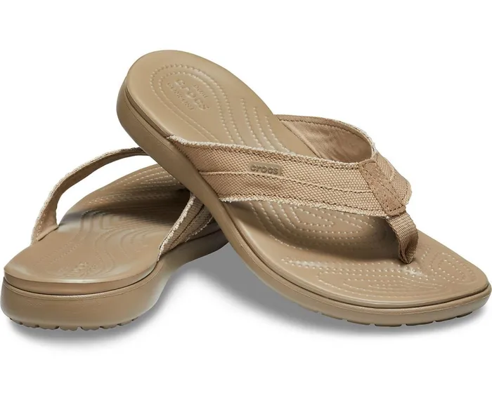 Crocs Santa Cruz Canvas Flip Khaki Walnut Mens Sandals