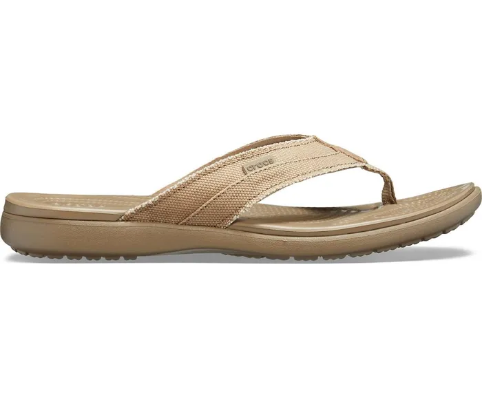 Crocs Santa Cruz Canvas Flip Khaki Walnut Mens Sandals