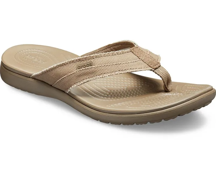 Crocs Santa Cruz Canvas Flip Khaki Walnut Mens Sandals
