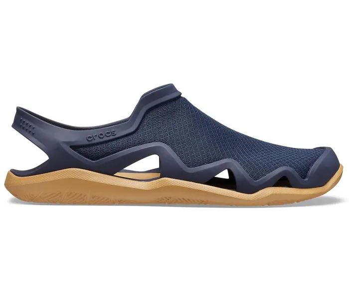 Crocs Swiftwater Mesh Wave Navy Tan Mens Sandals