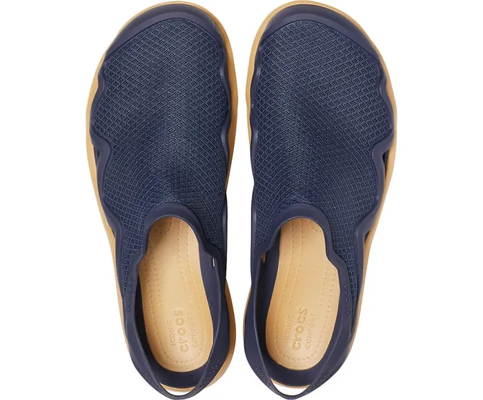 Crocs Swiftwater Mesh Wave Navy Tan Mens Sandals