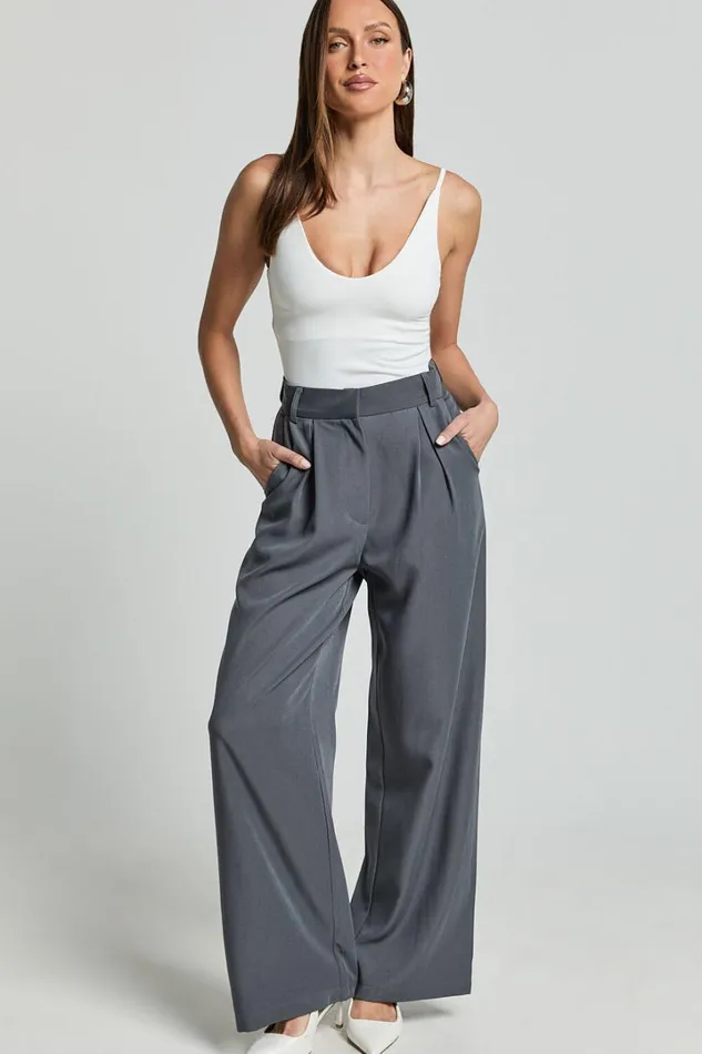 Daffy Pants 8211 Elastic Back Waist Tailored Pant In Grey Women Showpo Pants