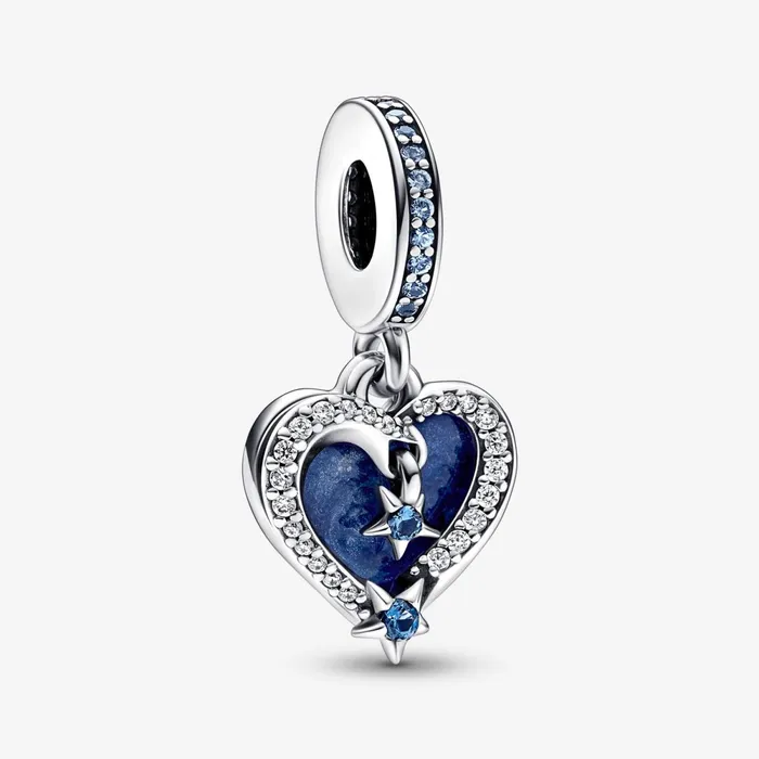 Dangle Charms Women Pandora Celestial Shooting Star Heart Double Dangle Charm