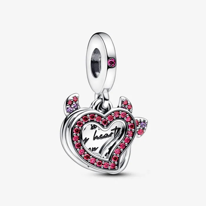 Dangle Charms Women Pandora Devil Heart Double Dangle Charm