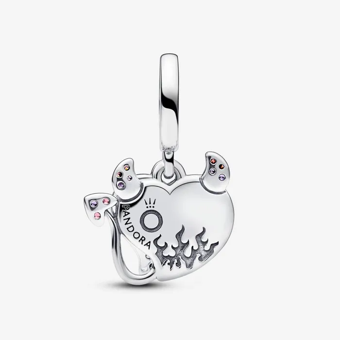 Dangle Charms Women Pandora Devil Heart Double Dangle Charm