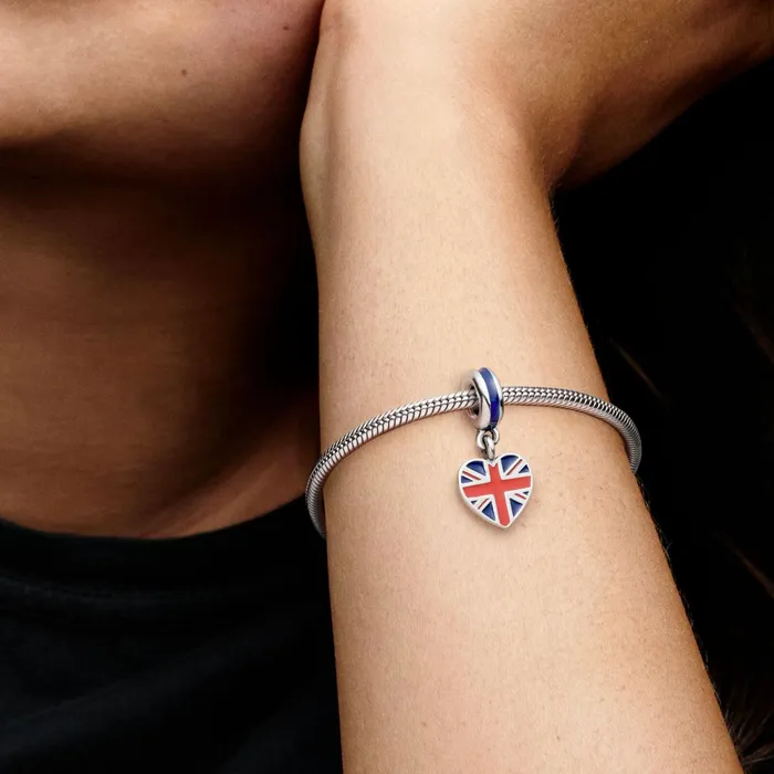 Dangle Charms Women Pandora Great Britain Union Jack Heart Dangle Charm
