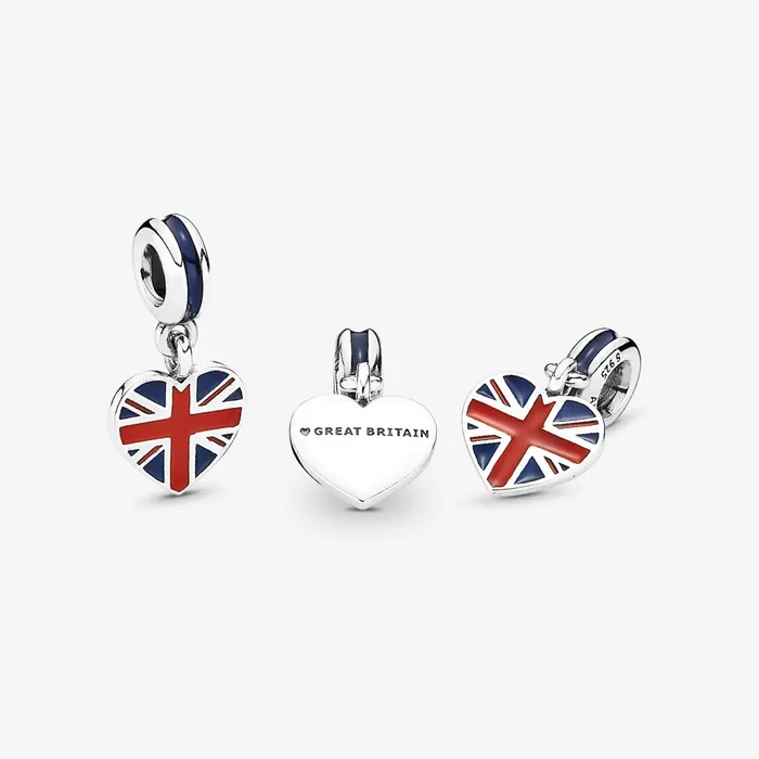Dangle Charms Women Pandora Great Britain Union Jack Heart Dangle Charm