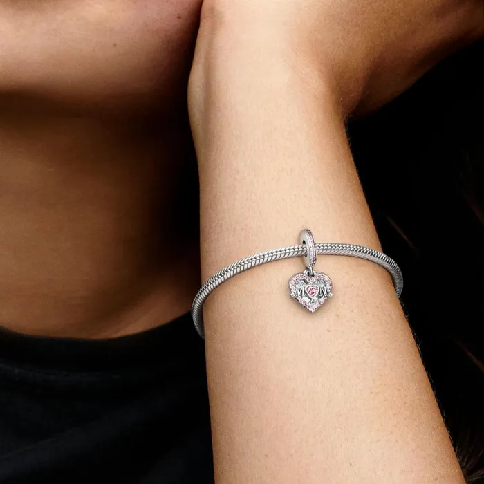 Dangle Charms Women Pandora Heart and Mum Dangle Charm