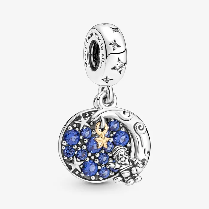 Dangle Charms Women Pandora Santa Claus On The Moon Double Dangle Charm