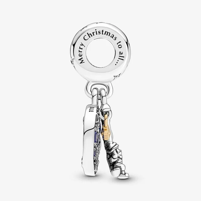 Dangle Charms Women Pandora Santa Claus On The Moon Double Dangle Charm