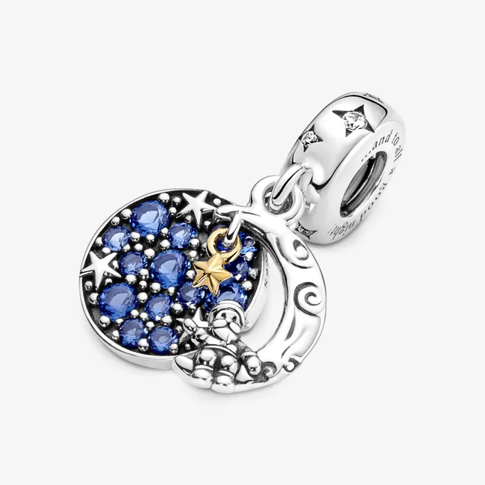 Dangle Charms Women Pandora Santa Claus On The Moon Double Dangle Charm