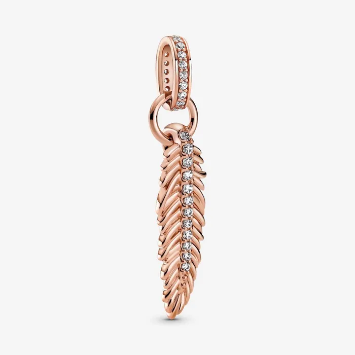 Dangle Charms Women Pandora Sparkling Feather Dangle Charm