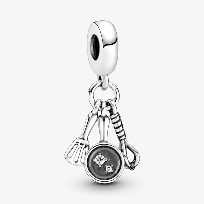 Dangle Charms Women Pandora Spatula Frying Pan and Whisk Dangle Charm