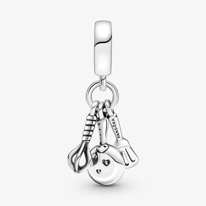 Dangle Charms Women Pandora Spatula Frying Pan and Whisk Dangle Charm