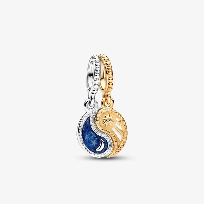 Dangle Charms Women Pandora Twotone Splittable Sun and Moon Dangle Charm