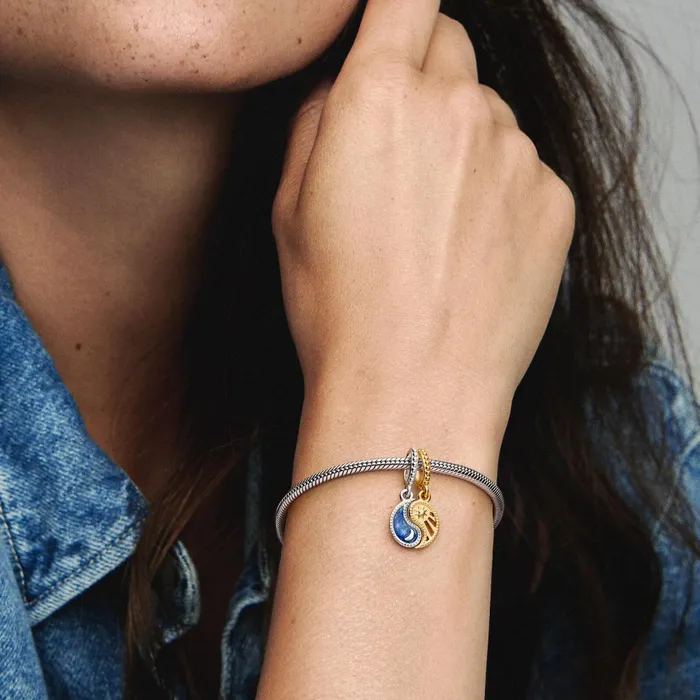 Dangle Charms Women Pandora Twotone Splittable Sun and Moon Dangle Charm