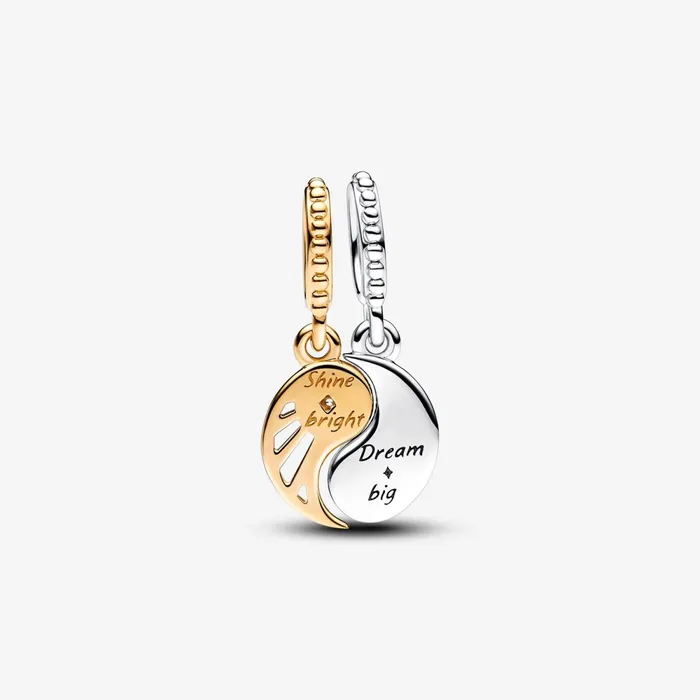 Dangle Charms Women Pandora Twotone Splittable Sun and Moon Dangle Charm