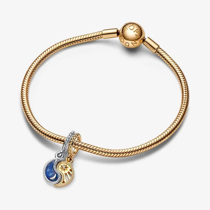 Dangle Charms Women Pandora Twotone Splittable Sun and Moon Dangle Charm