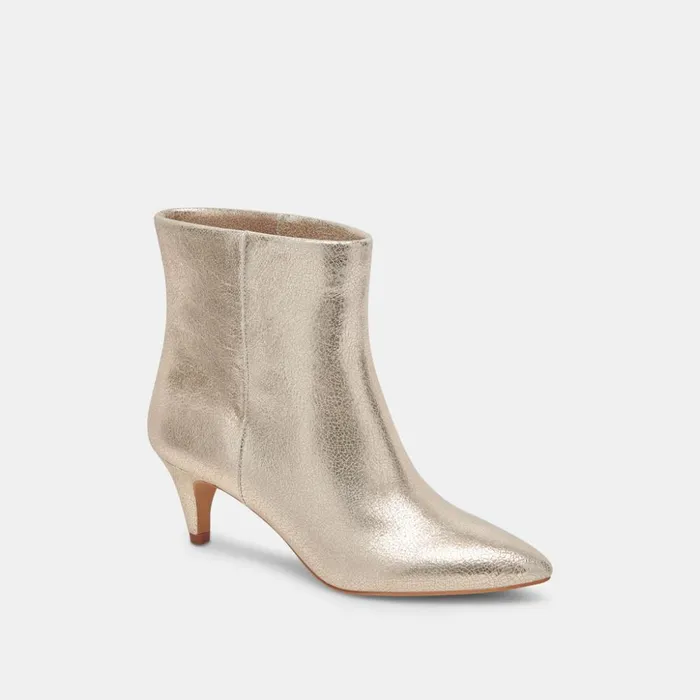 Dee Wide Booties Platinum Distressed Leather Women Dolce Vita Boots and Booties