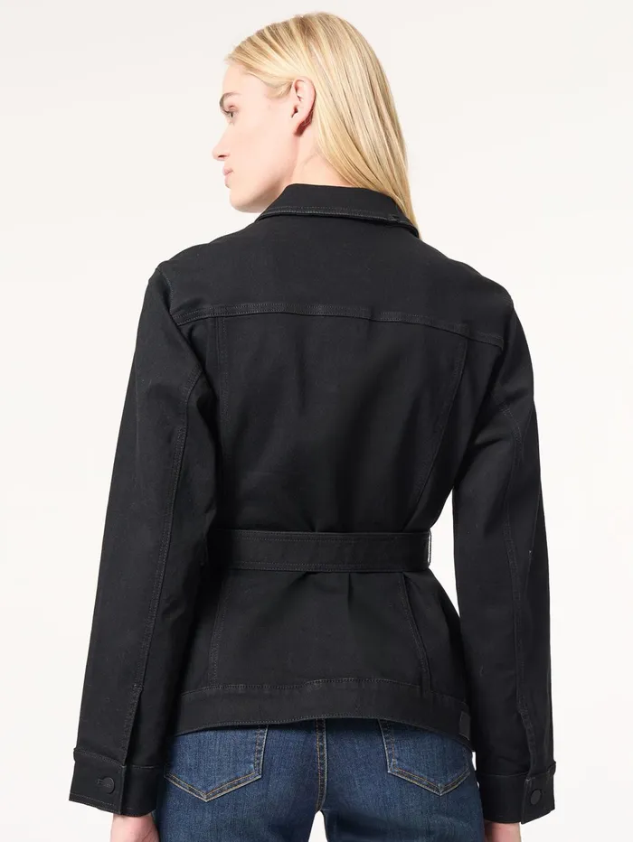 Denim Belted ButtonFront Jacket Onyx Wash Women Jones New York Outerwear Denim Belted ButtonFront Jacket Onyx Wash Women Jones New York Outerwear