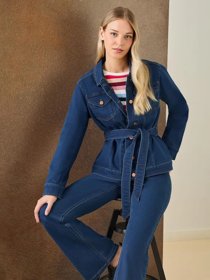 Denim Belted ButtonFront Jacket Phoenix Wash Women Jones New York Denim