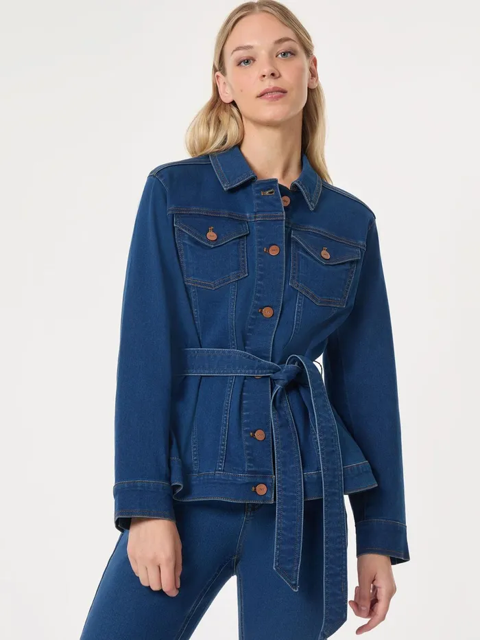 Denim Belted ButtonFront Jacket Phoenix Wash Women Jones New York Denim Denim Belted ButtonFront Jacket Phoenix Wash Women Jones New York Denim