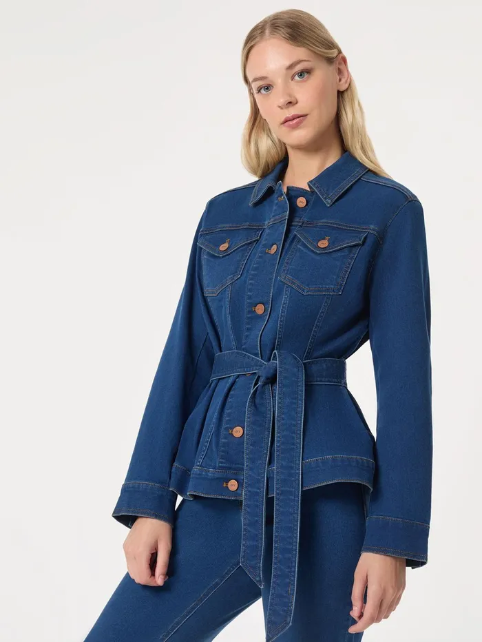 Denim Belted ButtonFront Jacket Phoenix Wash Women Jones New York Denim Denim Belted ButtonFront Jacket Phoenix Wash Women Jones New York Denim
