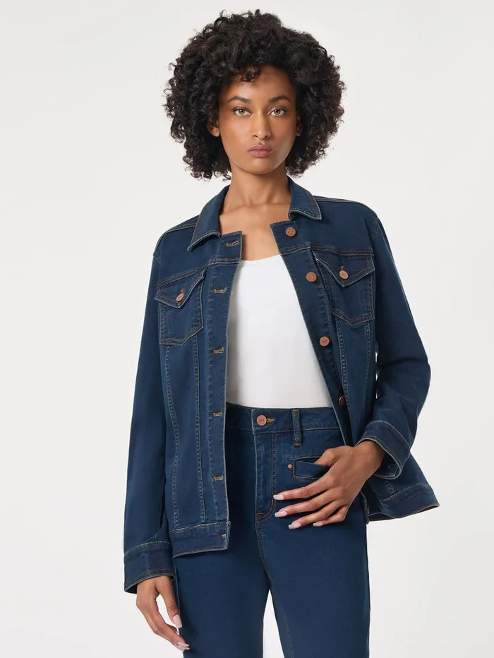 Denim Belted ButtonFront Jacket Women Jones New York Outerwear Denim Belted ButtonFront Jacket Women Jones New York Outerwear