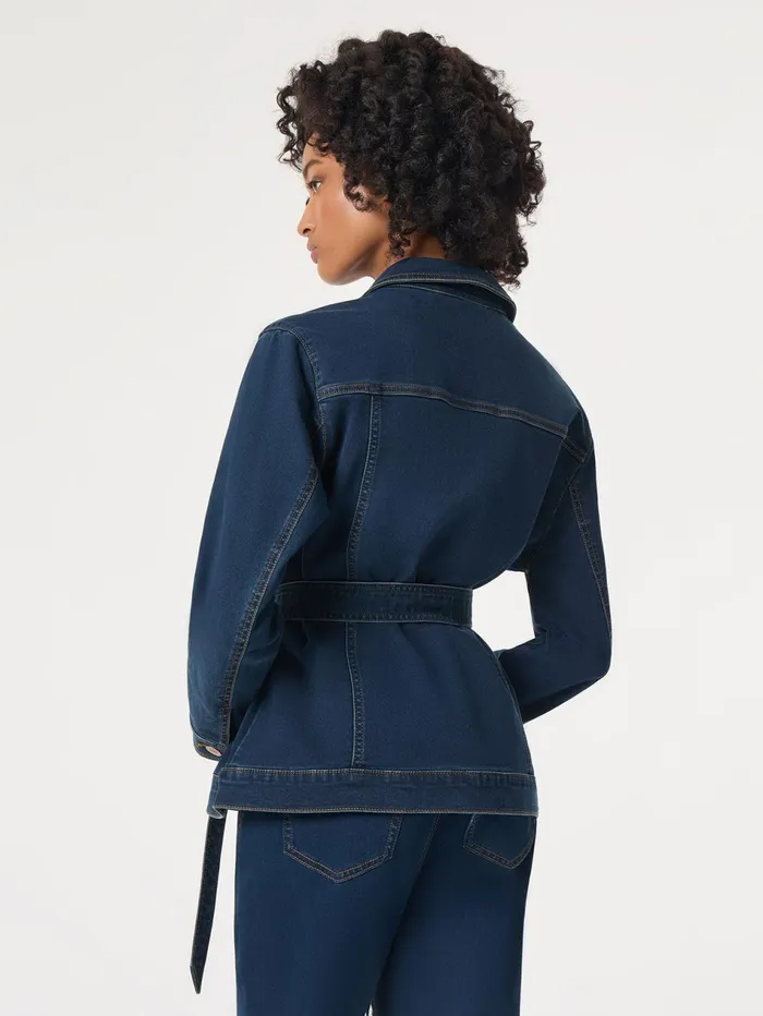 Denim Belted ButtonFront Jacket Women Jones New York Outerwear Denim Belted ButtonFront Jacket Women Jones New York Outerwear