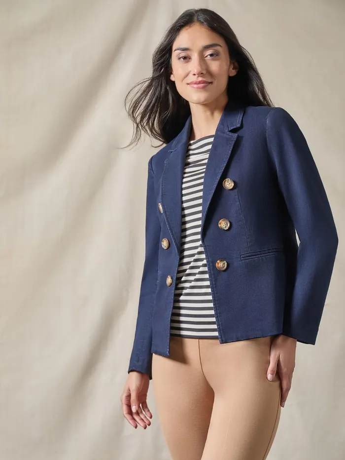 Denim Faux DoubleBreasted Jacket Women Jones New York Blazers